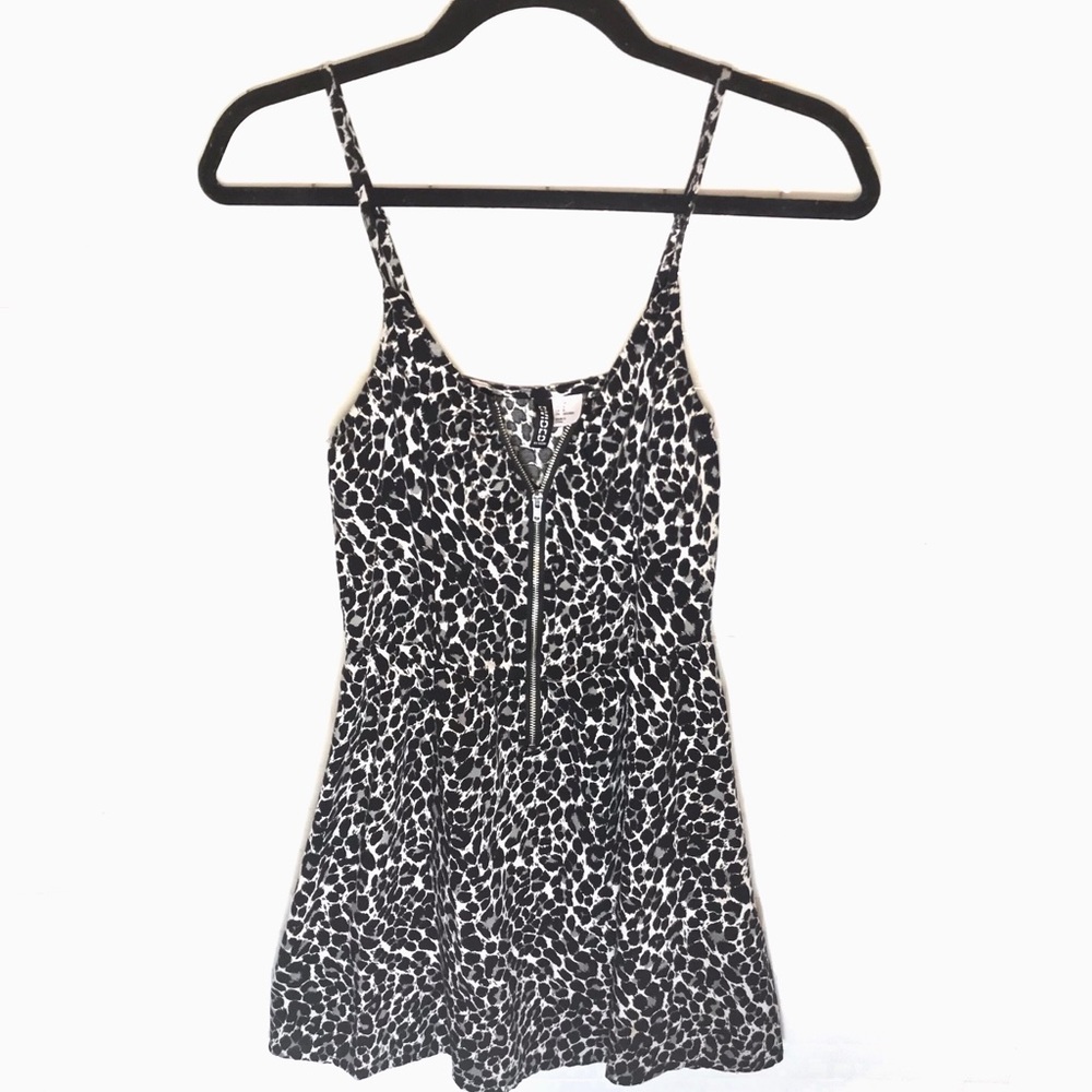 Leopard print mini dress zip 90s 80s punk